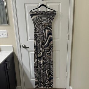 Strapless Swirl Pattern Romper Dress